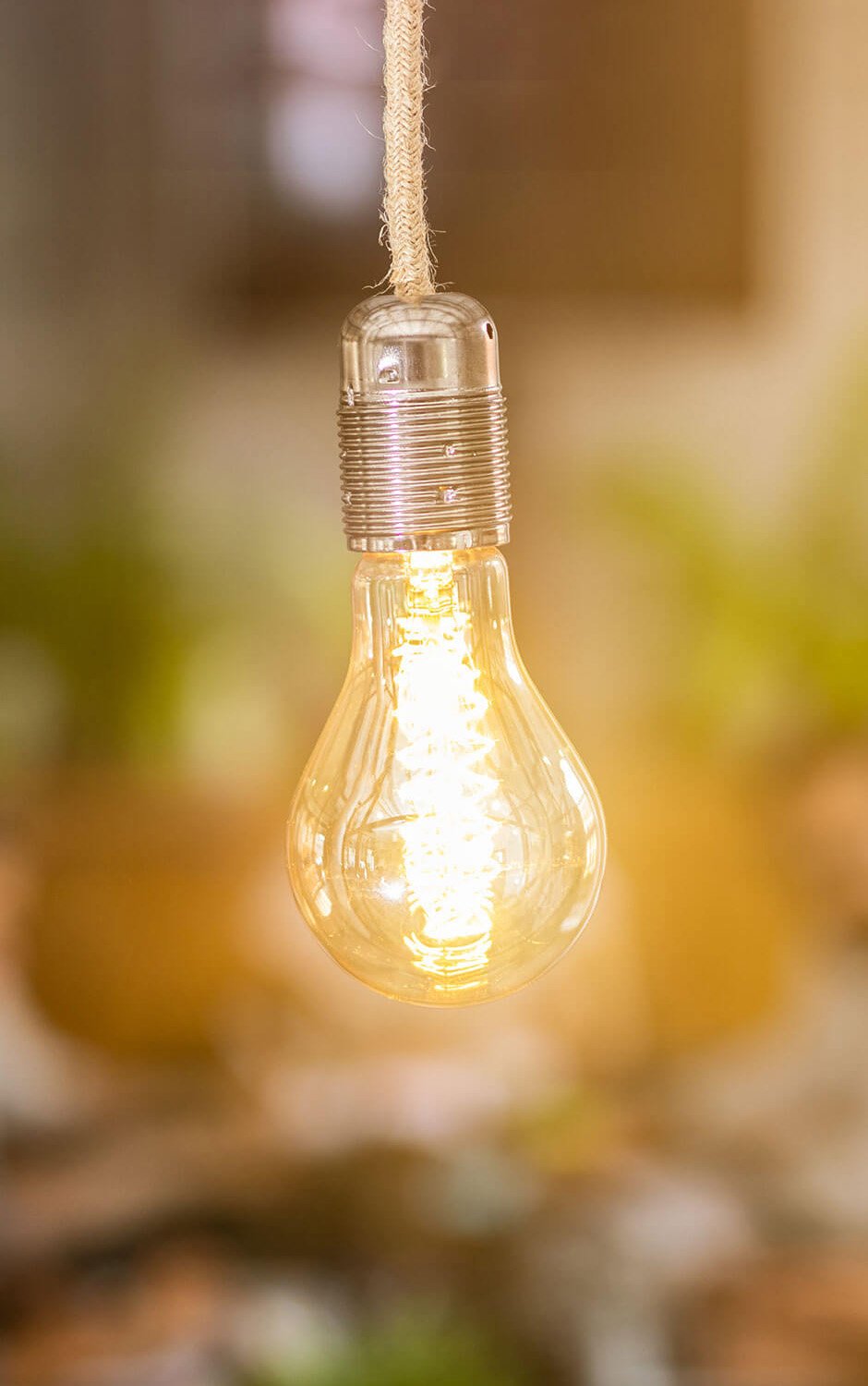 A close image of a light bulb