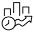 The scene features a clock, graphs, and a central arrow.