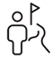 The character is on a road with a flag at the end.