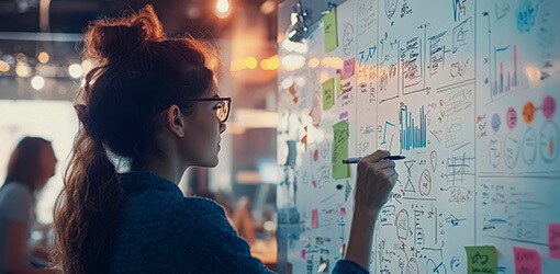 A person visualizing processes to create more efficient and impactful workflows.