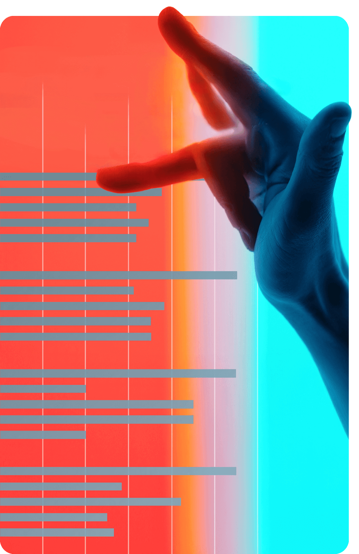 Hand sign on top of colorful Nordic eCommerce trend graphs.