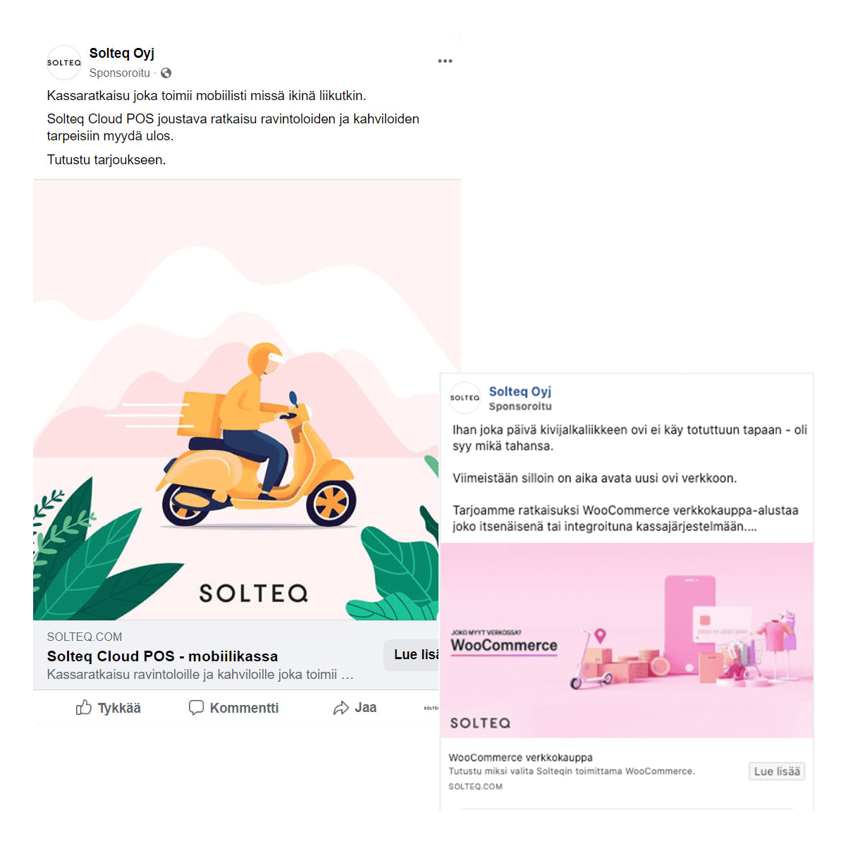 Solteqs annonser i sosiale medier på Facebook