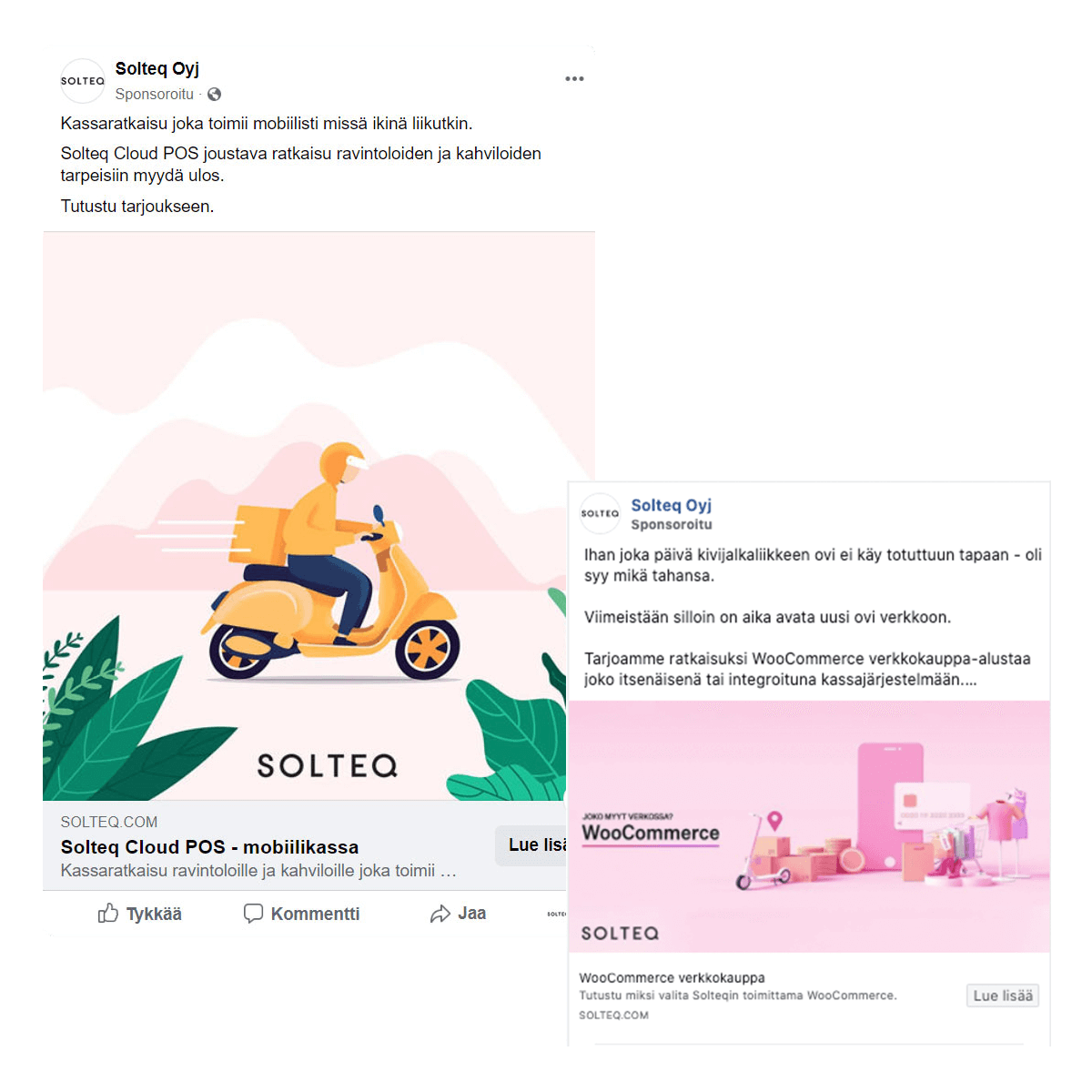 Solteqs annoncer på sociale medier på Facebook