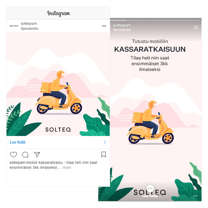 Solteqin Cloud POS aiheinen Instagram mainos