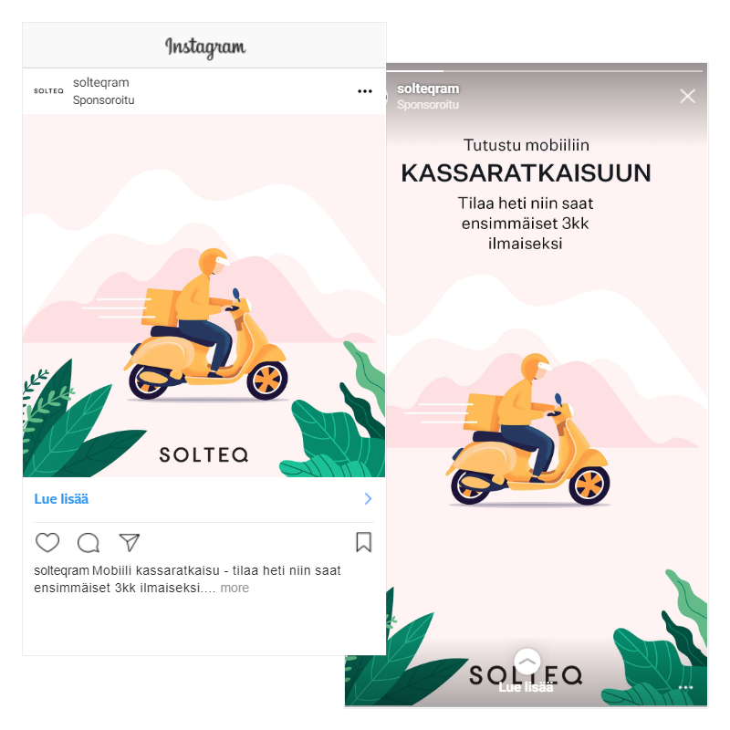 Solteqs Instagram-annons med Commerce Cloud-tema