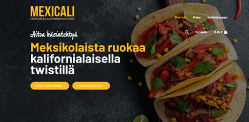 Mexicali-ravintolan verkkokaupan etusivu.