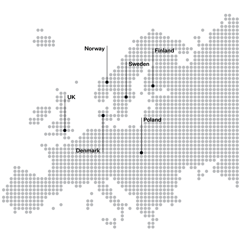 Solteq offices on the map of Europe
