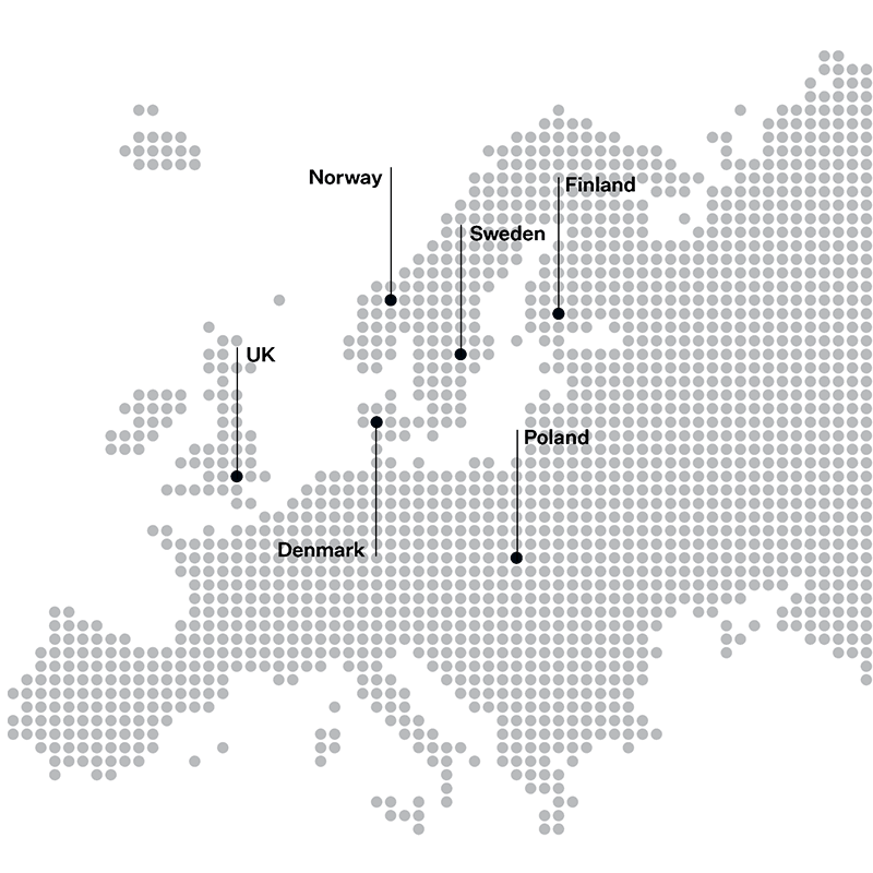 Solteqin toiminta Euroopan kartalla