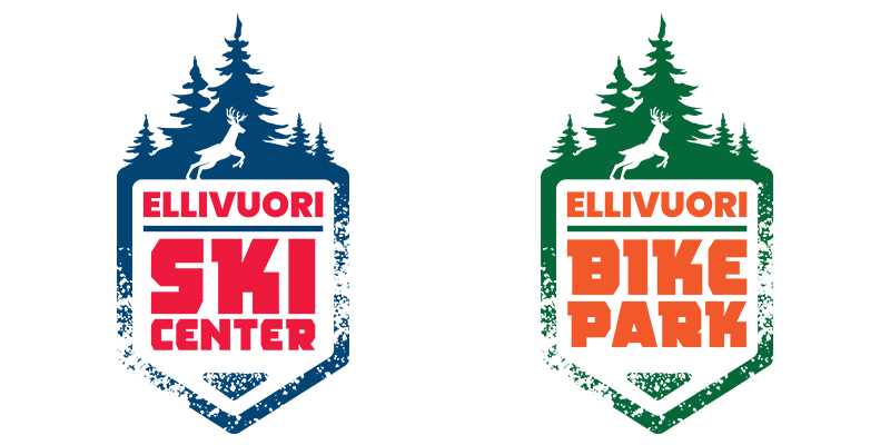 Två logotyper: Ellivuori Ski Center och Ellivuori Bike Park.