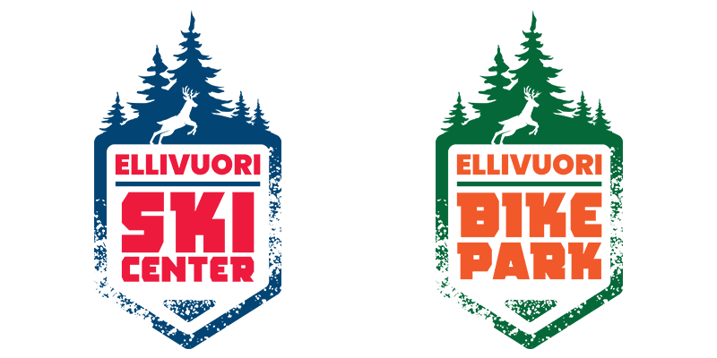 Two logos: Ellivuori Ski Center ja Ellivuori Bike Park.