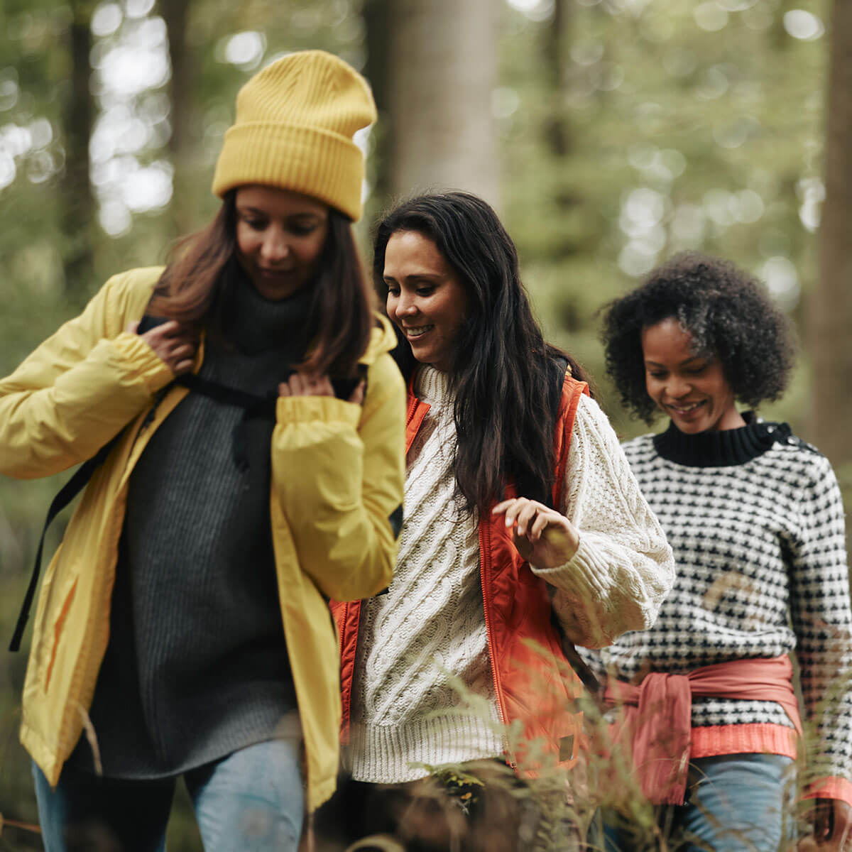 Three women hiking