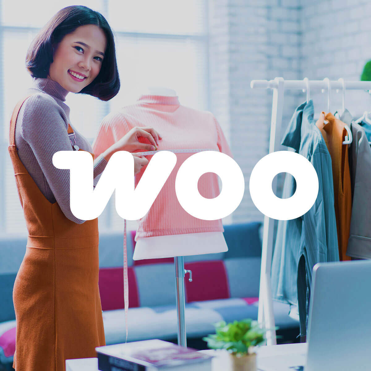 WooCommerce online store owner measuring clothes