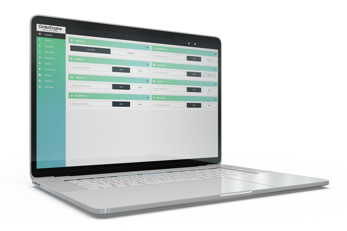 Order Engine user interface on a laptop screen