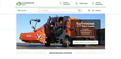 Lantmännen Agro WooCommerce verkkokaupan etusivu