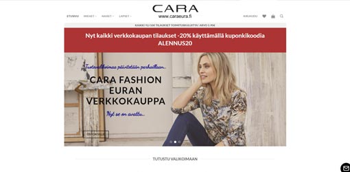 Cara verkkokaupan etusivu