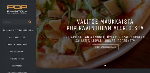 Pop ravintolan verkkokaupan etusivu.