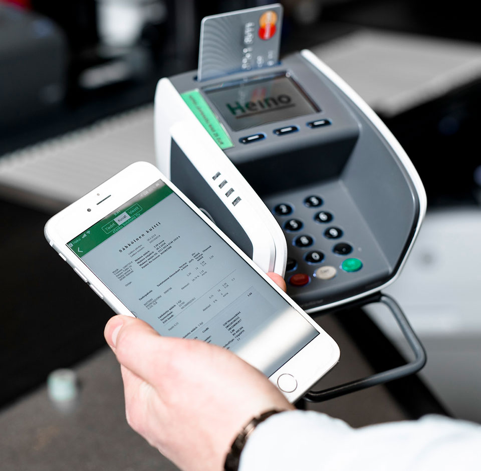 Heinon Tukku - Payment terminal and digital receipt in mobile screen