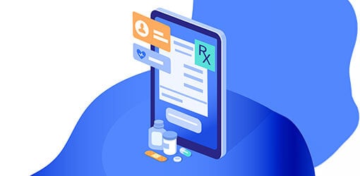 Online pharmacy search functionality on a tablet screen