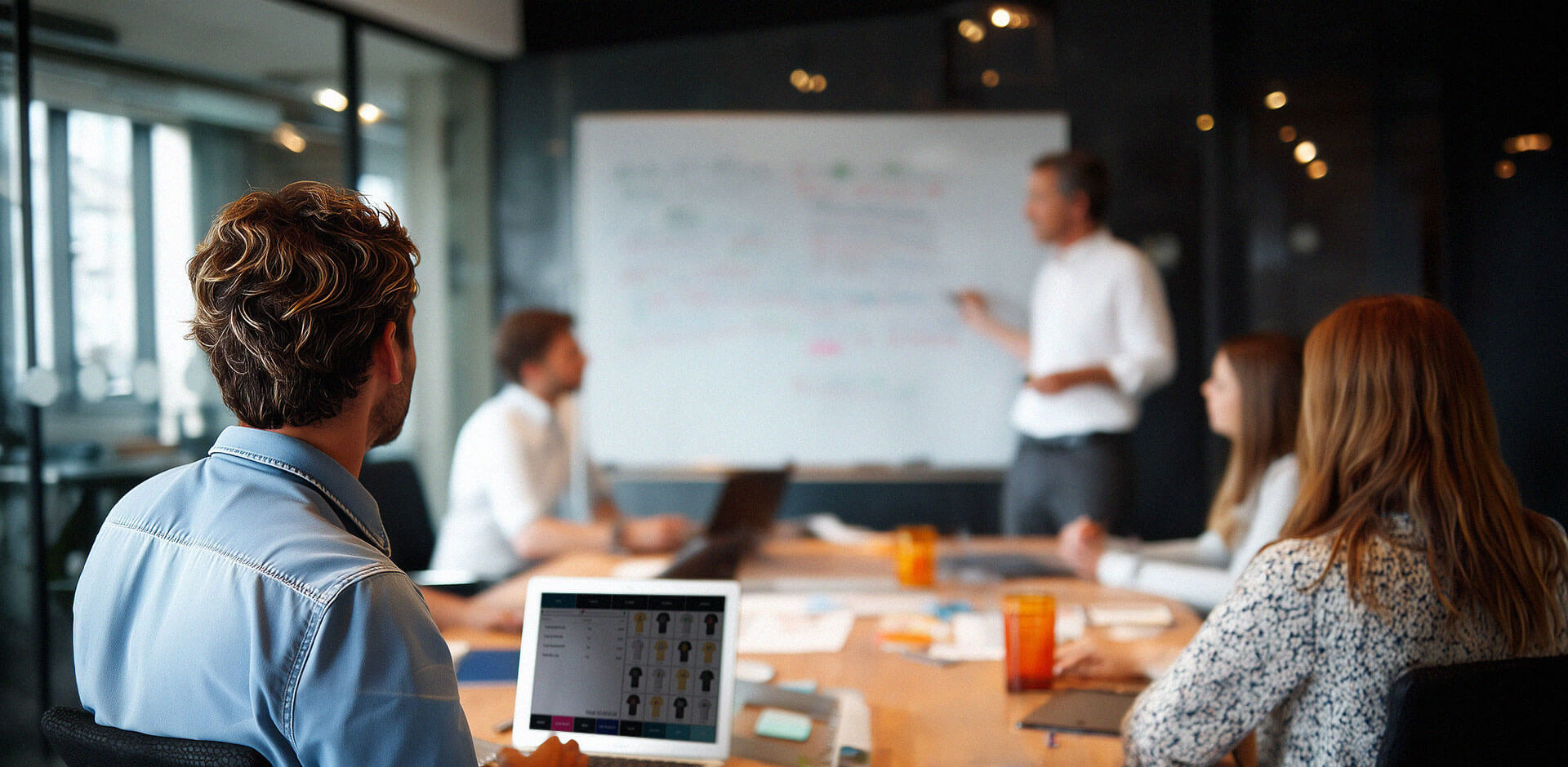 POS development team planning pos system architecture in a meeting room