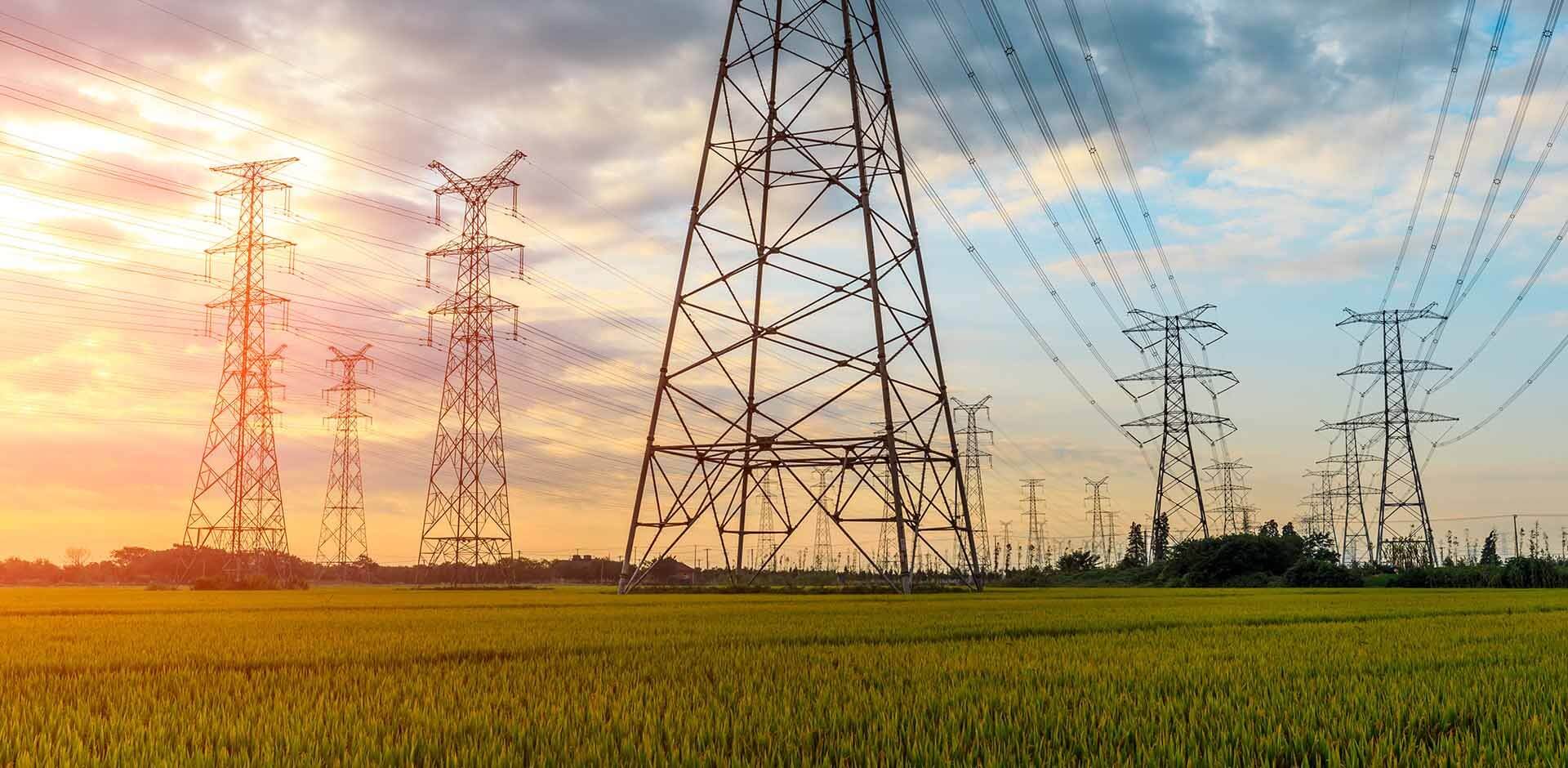 Electricity grid on a field.