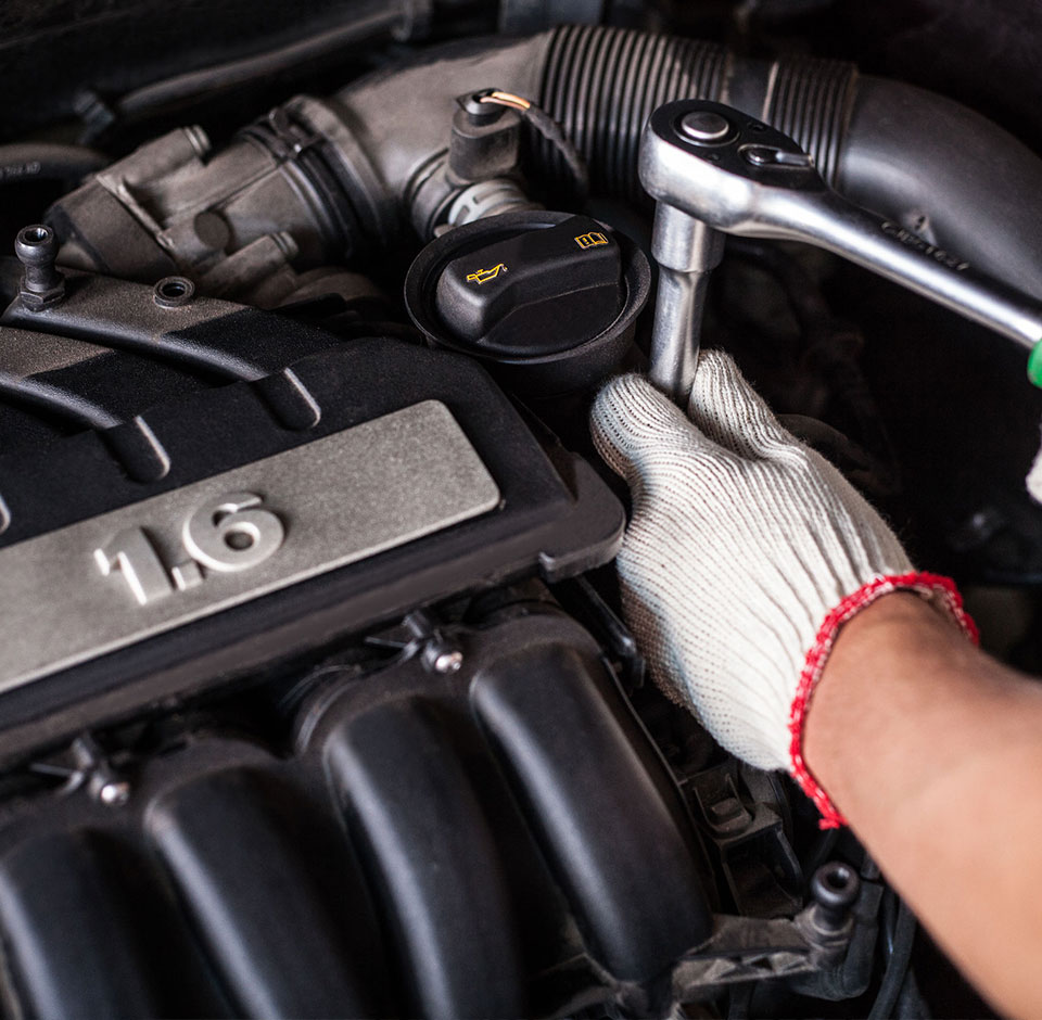 Car motor under maintenance.