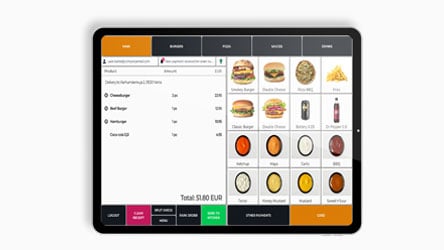 Ravintolan kassajärjestelmä Solteq Commerce Cloud tabletissa