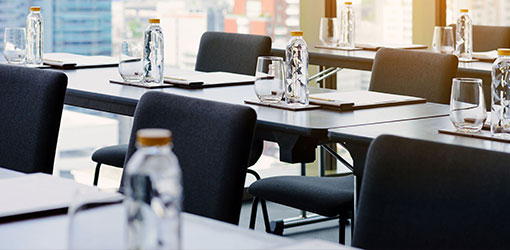 Conference room close up with chairs and tables