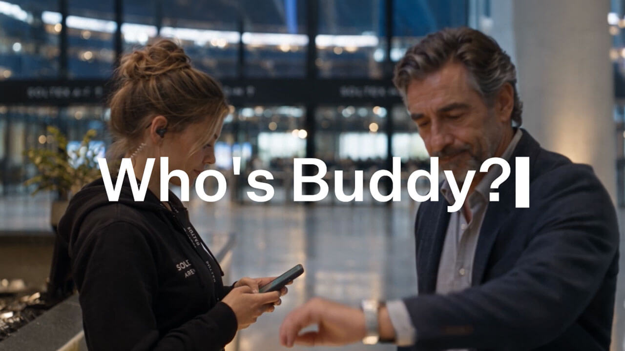 Event Arena Manager checkting time as Ticketing Manager is chatting with AI-powered Buddy feature inside Commerce Cloud POS system at event arena.