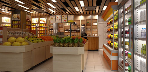 Modeled plan of store premises.