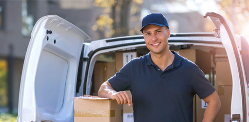 Delivery guy as part of order management to deliver a package.