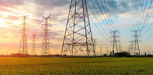 Electricity grid on a field